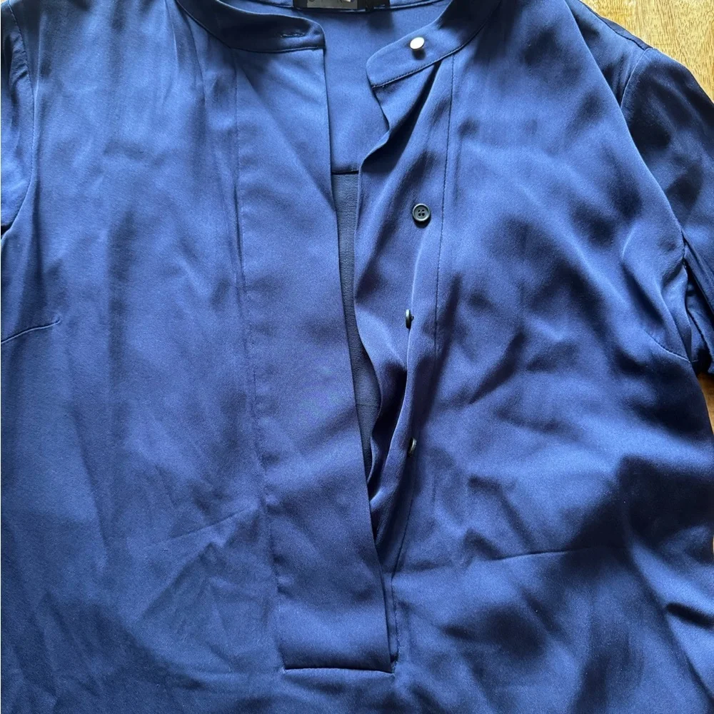 Calvin Klein Collection 95% silk 5 % elastane Made in Italy Navy Blue Dress EUC - Picture 4 of 7